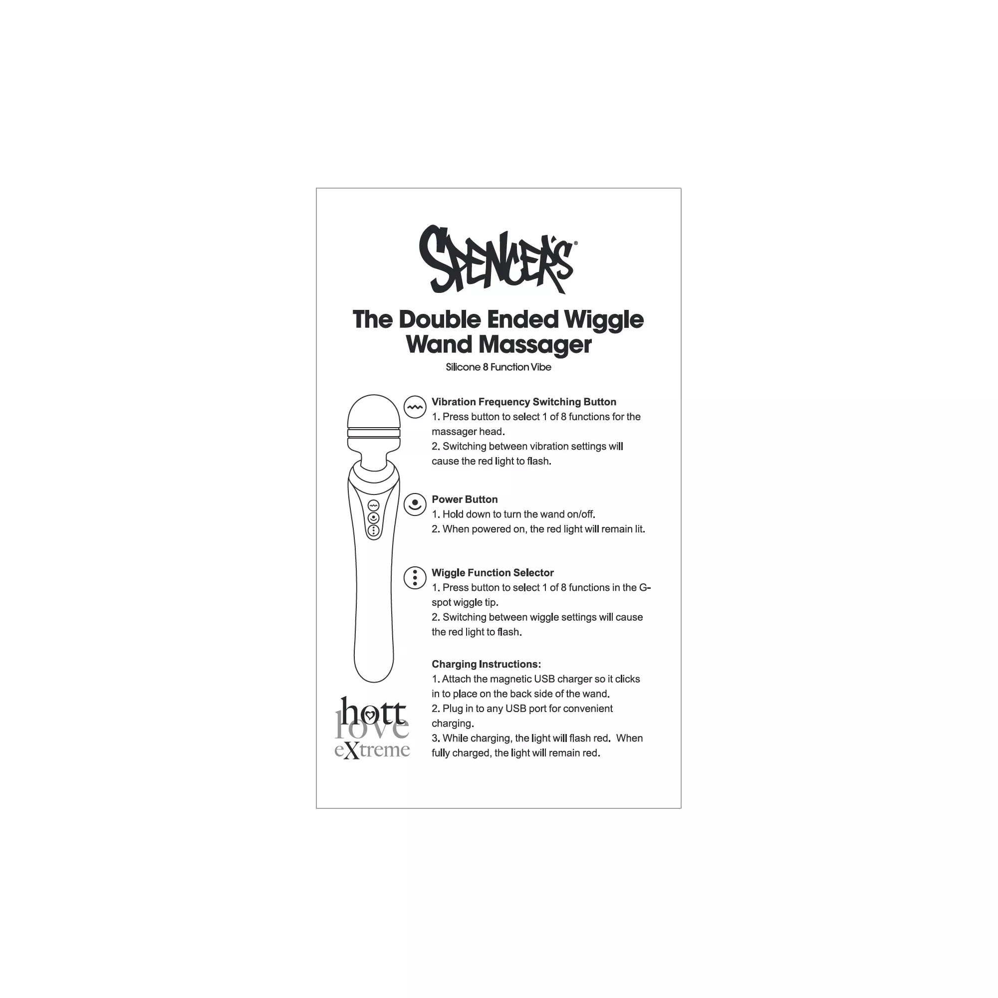 Purple Wiggle Wand 8-Function Double-Ended Rechargeable Waterproof Massager 9 Inch - Hott Love Extreme at Spencer's