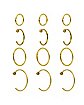 Multi-Pack Goldtone Titanium Hoop Nose Rings and Half Hoop Nose Rings 12 Pack - 20 Gauge