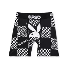 PSD Playboy Black and White Checkered Boxer Briefs at Spencer's