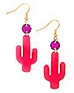 Pink Cactus Dangle Earrings