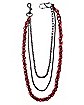Silvertone and Red Triple Row Curb Wallet Chain
