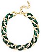 Green and Gold Marble Cuban Chain Choker Necklace