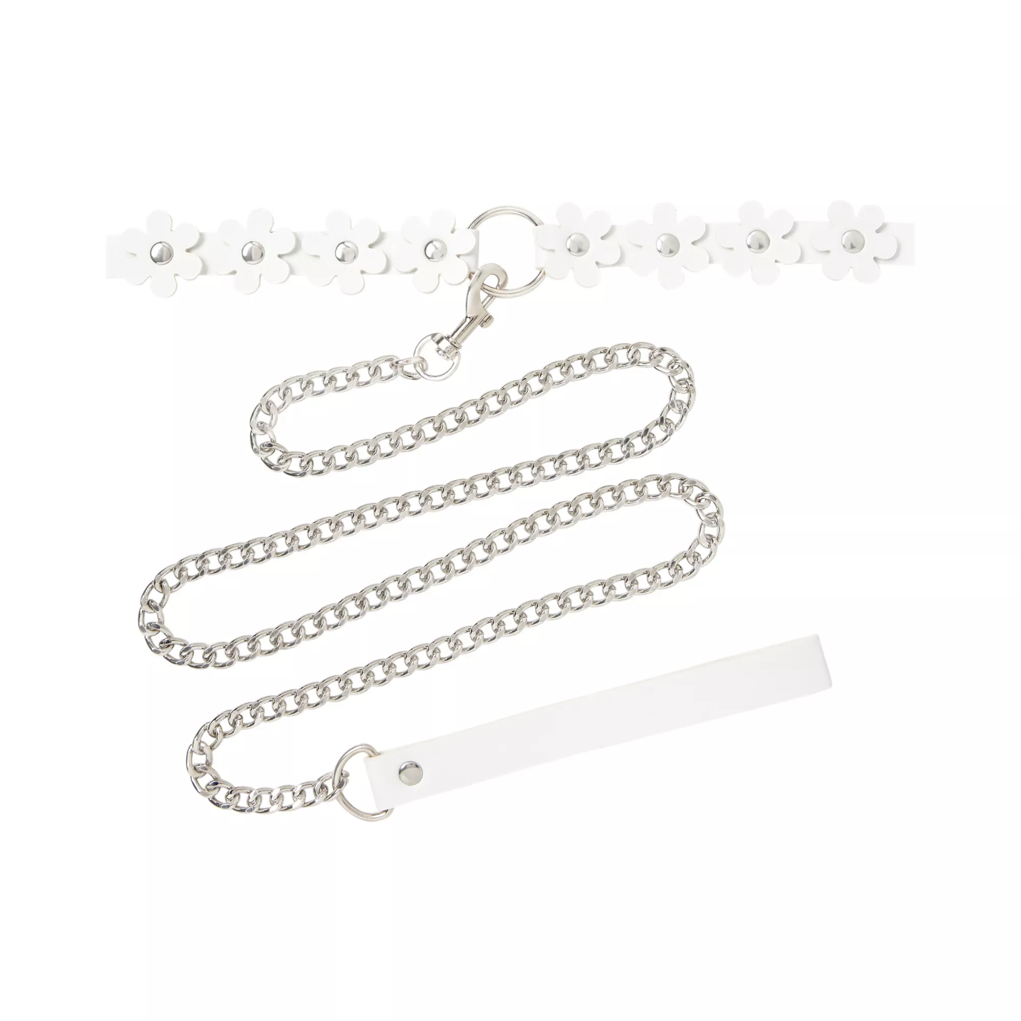 White Daisy Bondage Collar and Leash - Pleasure Bound at Spencer's
