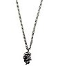 Snake Skull Pendant Silvertone Chain Necklace