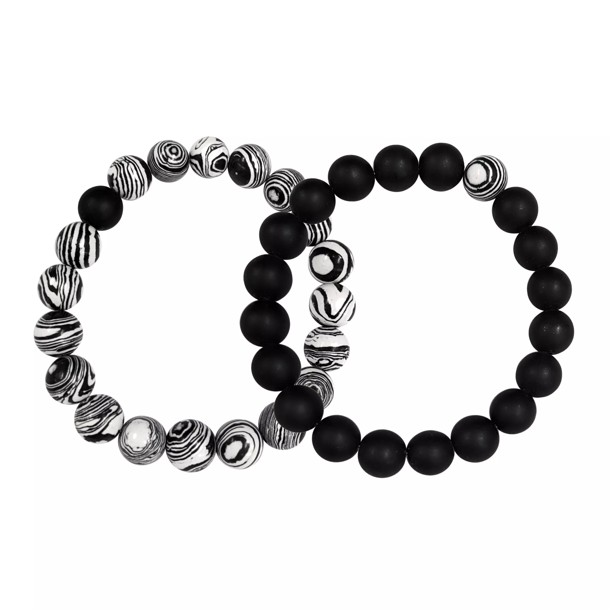 Black and White Swirl Long Distance Beaded Bracelets - 2 Pack at Spencer's