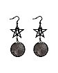 Raven Skull Pentagram Occult Dangle Earrings