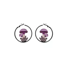 Black and Purple Mushroom Hoop Earrings - 18 Gauge at Spencer's