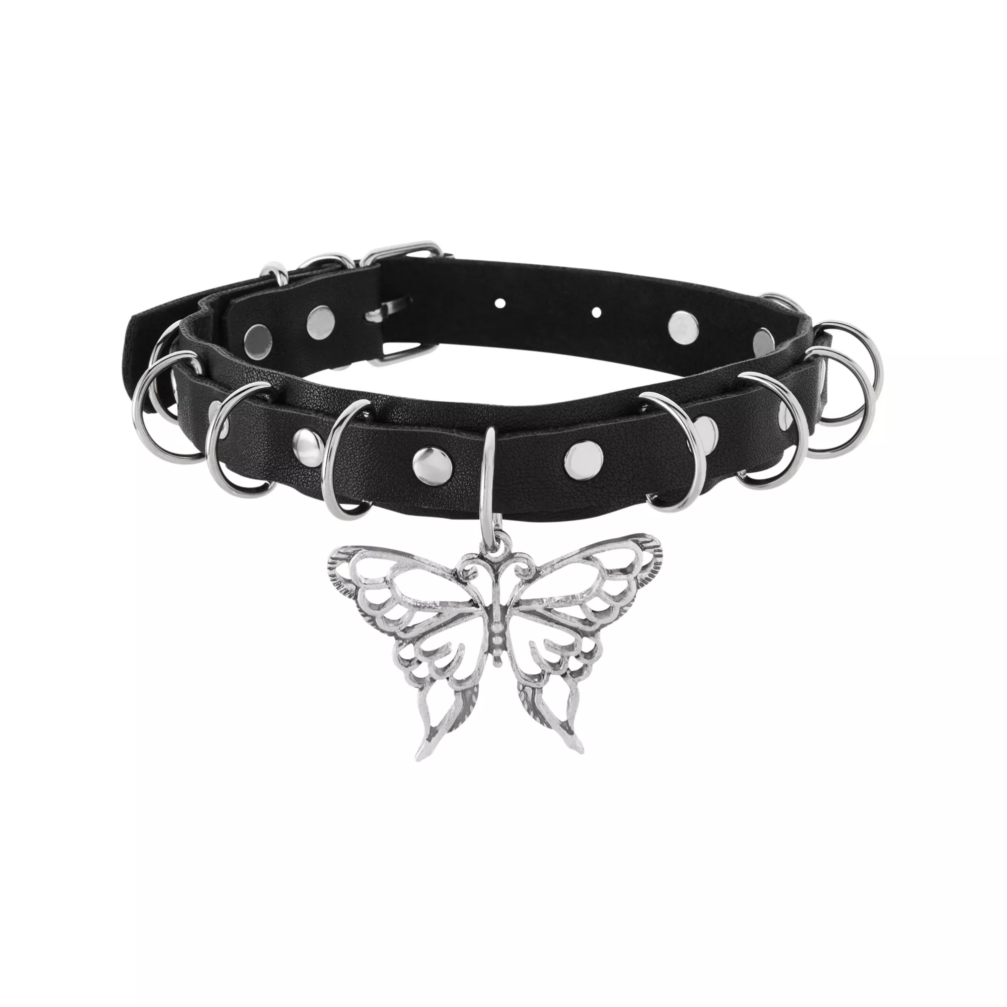 D-Ring Butterfly Choker Necklace at Spencer's