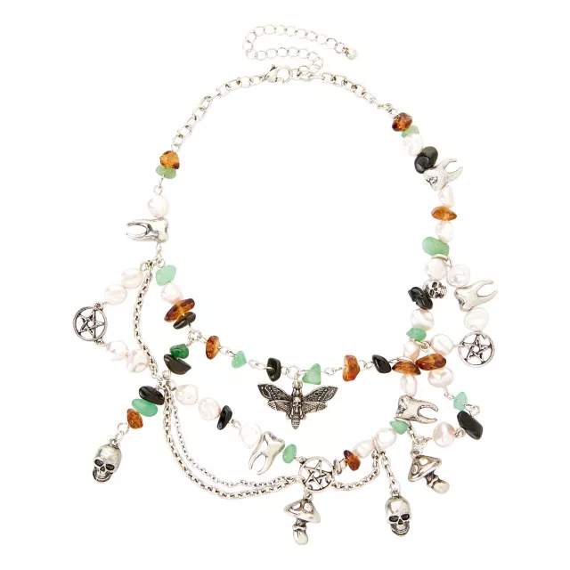 Death Moth Charms and Beads Chain Choker Necklace at Spencer's