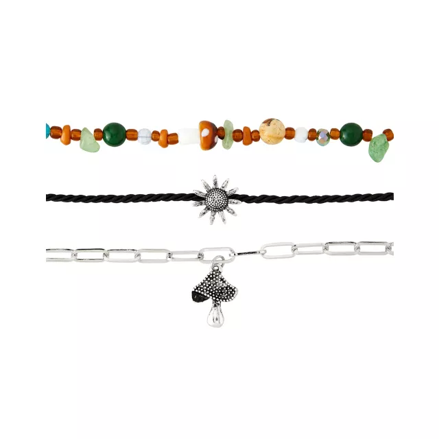 Multi-Pack Cord Chain Bead Sun Mushroom Necklace - 3 Pack at Spencer's