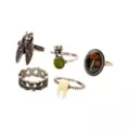 Multi-Pack Tooth Mushroom and Moth Rings - 5 Pack at Spencer's