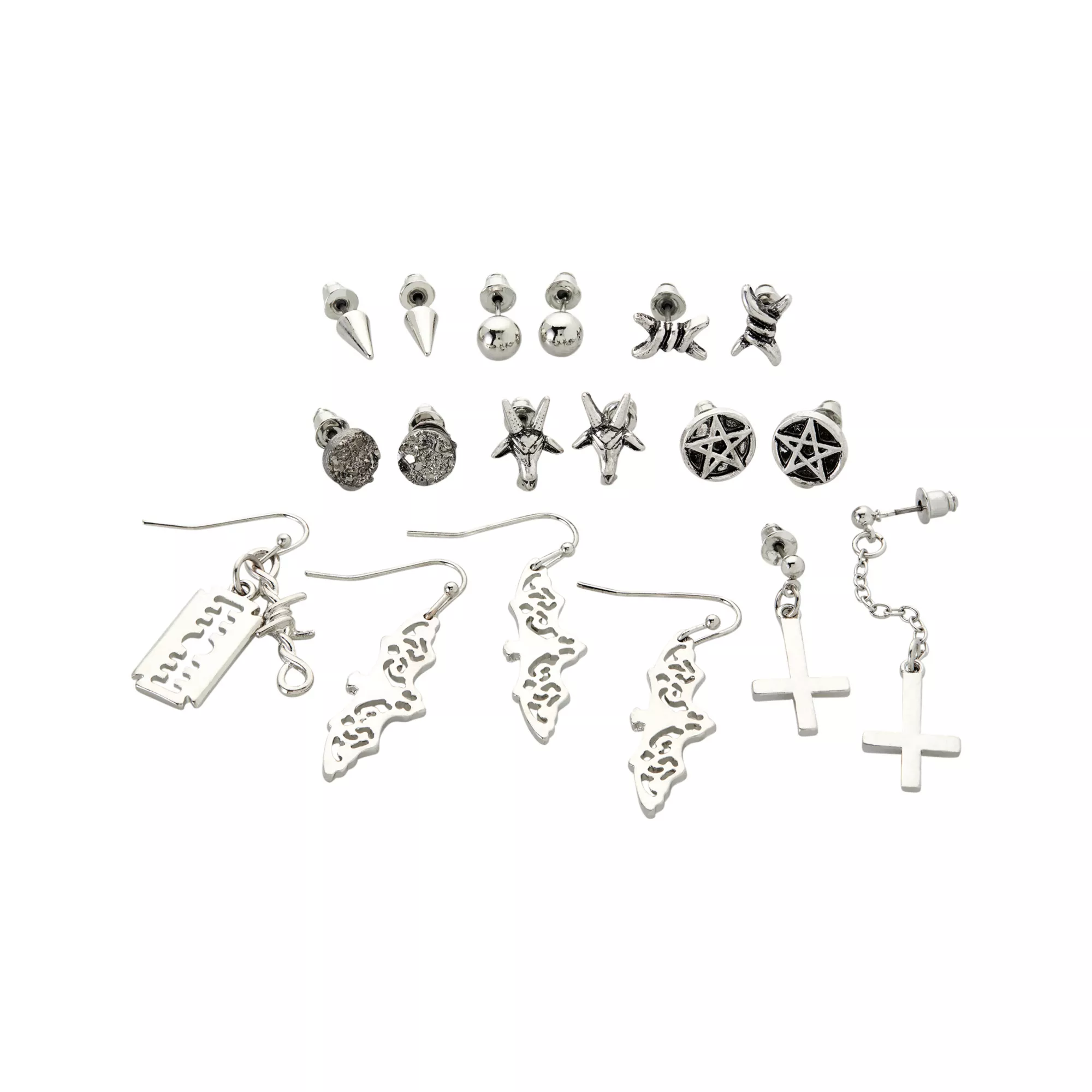 Multi-Pack Baphomet Charm and Dangle Earrings - 9 Pack at Spencer's