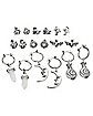 Multi-Pack Silvertone Assorted Moon Crystal Sun Earrings - 9 Pack