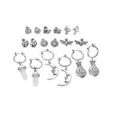 Multi-Pack Silvertone Assorted Moon Crystal Sun Earrings - 9 Pack at Spencer's