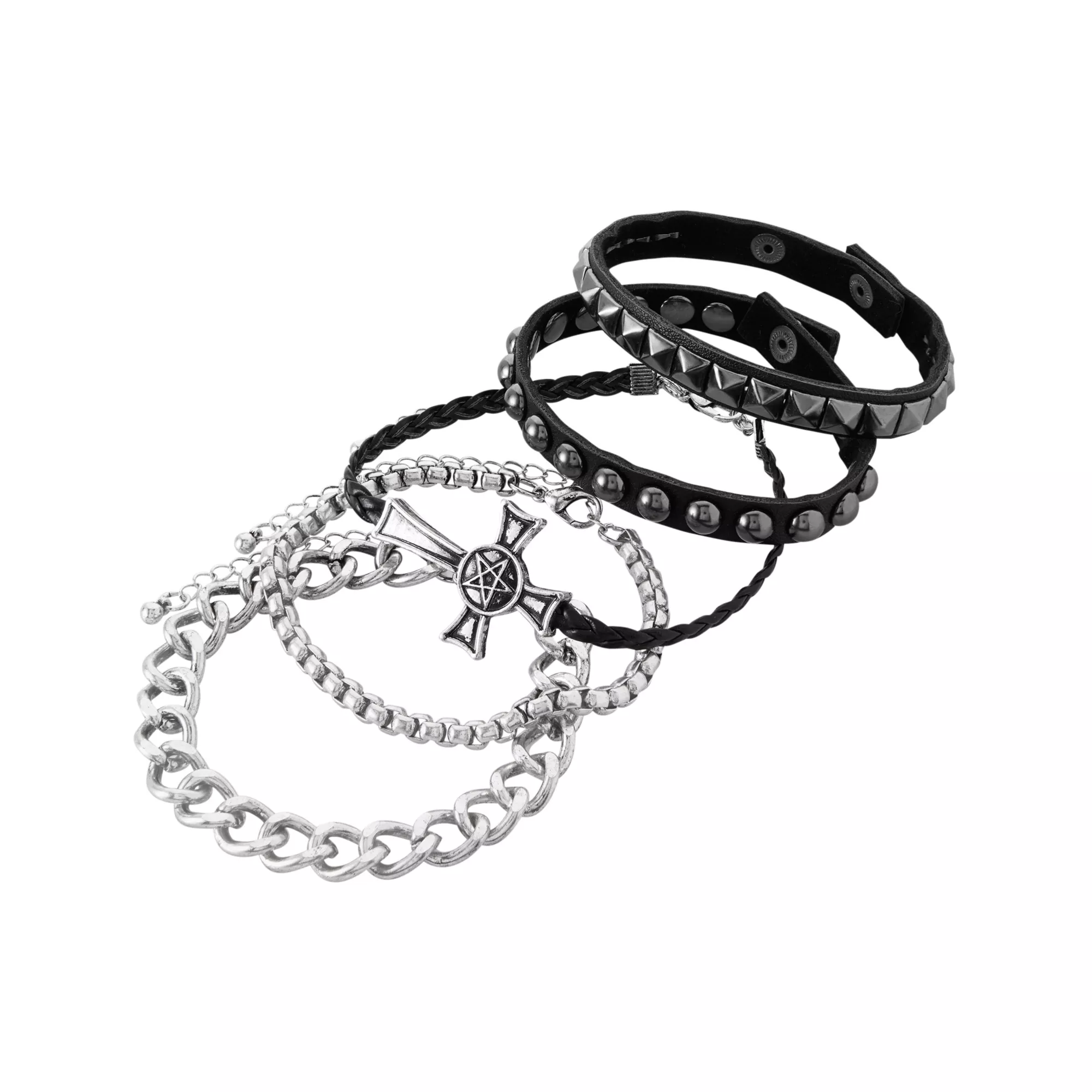 Multi-Pack Black Studded Bracelets - 5 Pack at Spencer's