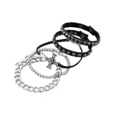 Multi-Pack Black Studded Bracelets - 5 Pack at Spencer's