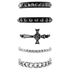 Multi-Pack Black Studded Bracelets - 5 Pack at Spencer's