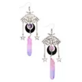 Moth Moon Crystal Pentagram Dangle Earrings at Spencer's