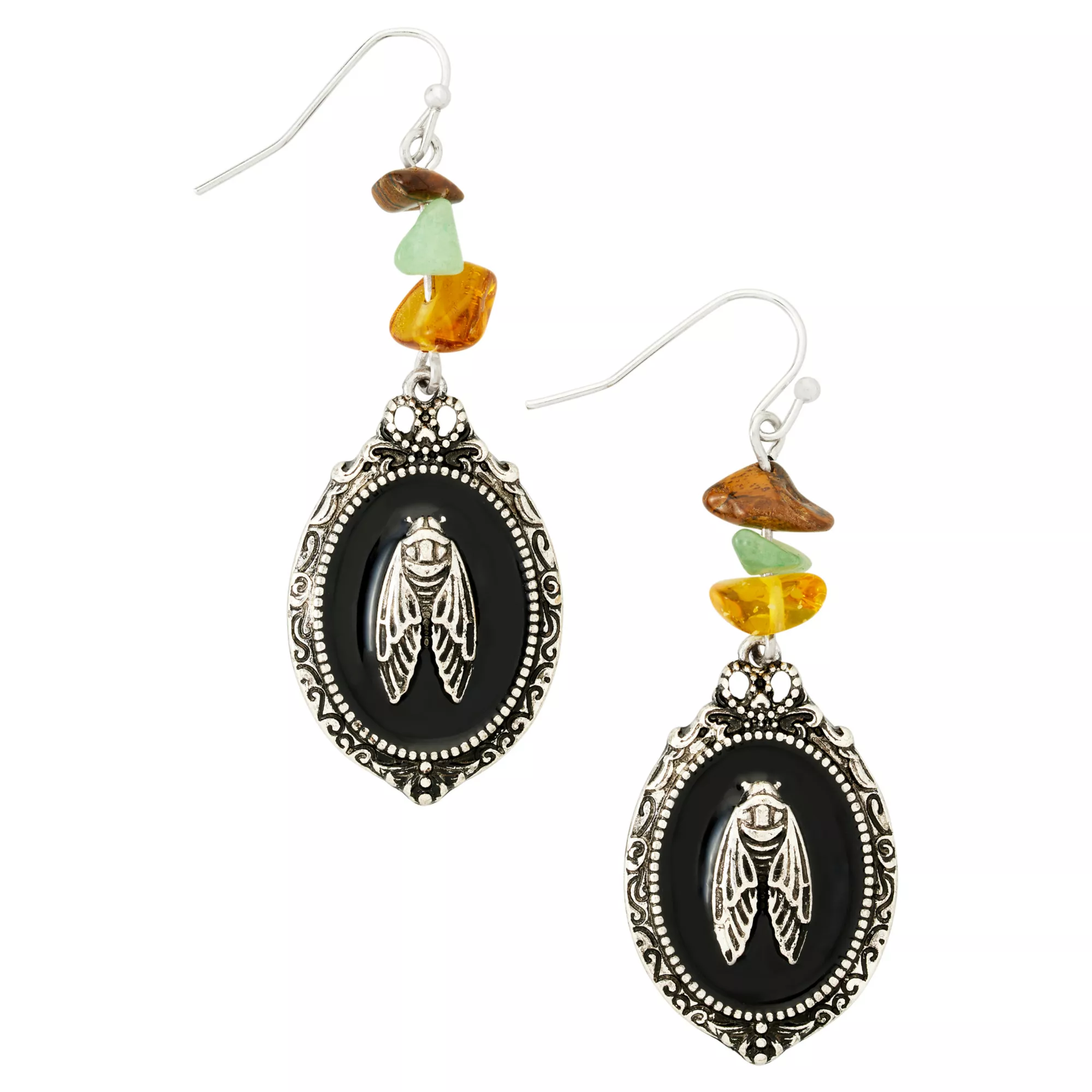 Moth Cameo and Stone Dangle Earrings at Spencer's