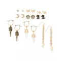 Multi-Pack Goldtone Crystal Tooth Snake Earrings - 9 Pair at Spencer's