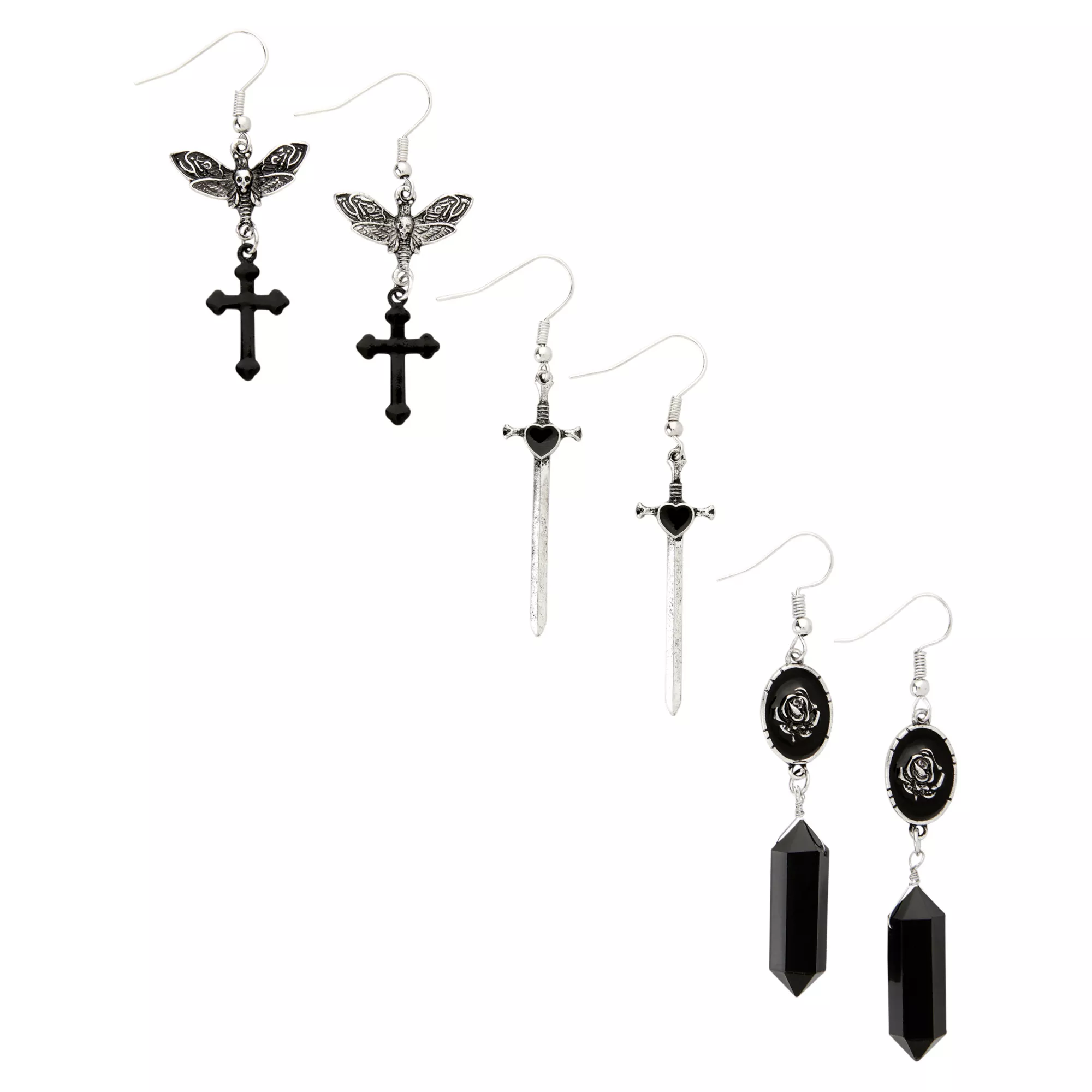 Multi-Pack Sword and Stone Dangle Earrings- 3 Pair at Spencer's