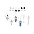 Multi-Pack Skull Crystal Bone Pentagram Earrings - 9 Pair at Spencer's