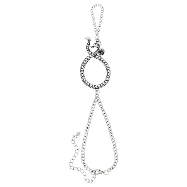 Silvertone Snake Chain Hand Bracelet at Spencer's