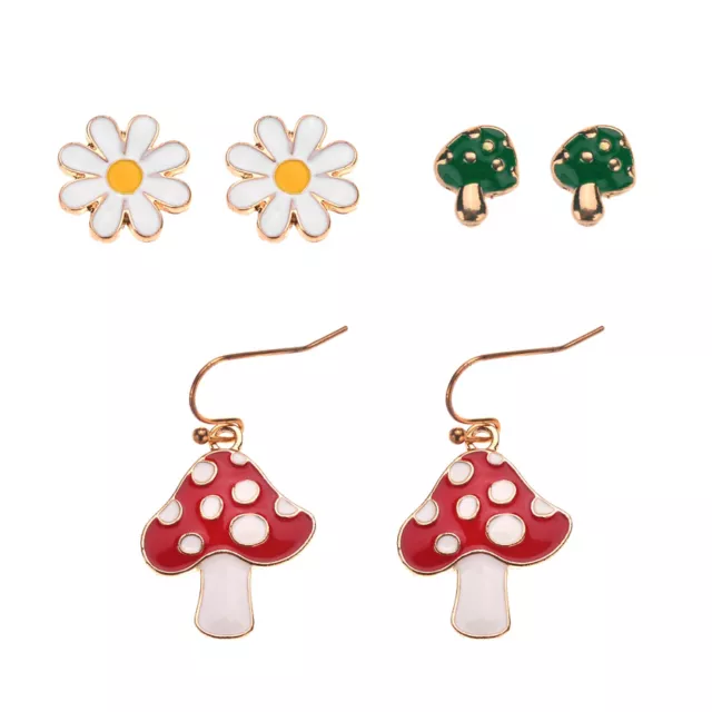 Multi-Pack Flower and Mushroom Dangle and Stud Earrings - 3 Pack at Spencer's