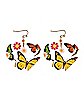 Butterfly Heart Flower Dangle Earrings