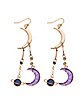 Goldtone Moon and Saturn Dangle Earrings