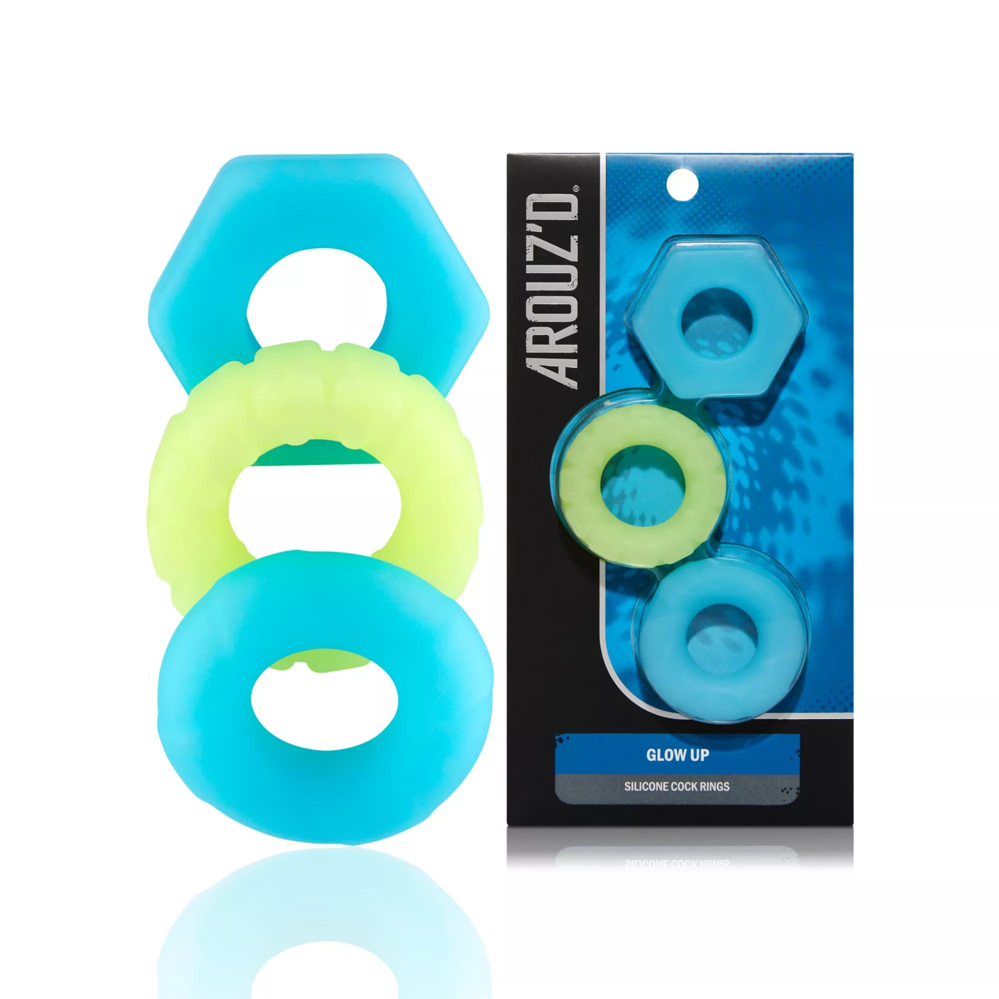 Glow Up Glow in the Dark Cock Rings 3 Pack - Arouz'd at Spencer's