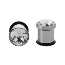 CZ Silvertone Titanium Plugs at Spencer's