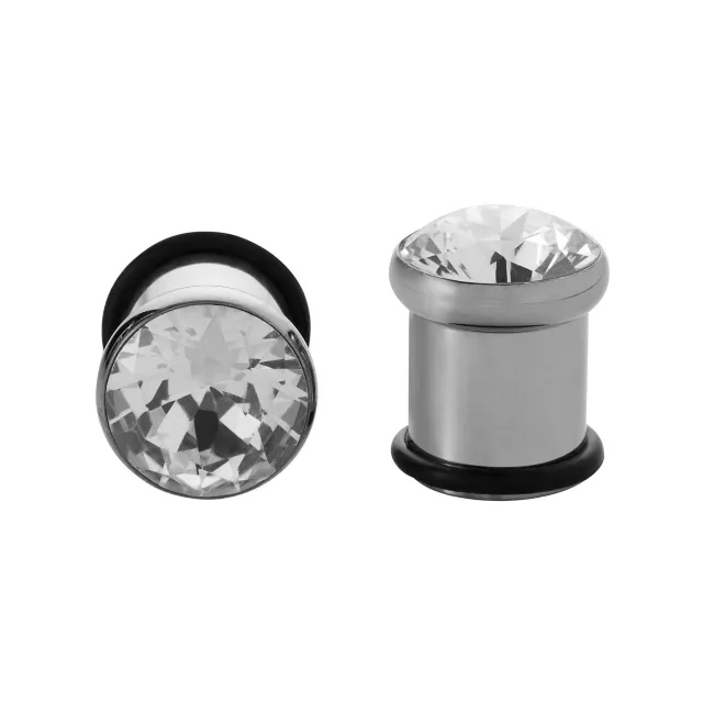 CZ Silvertone Titanium Plugs