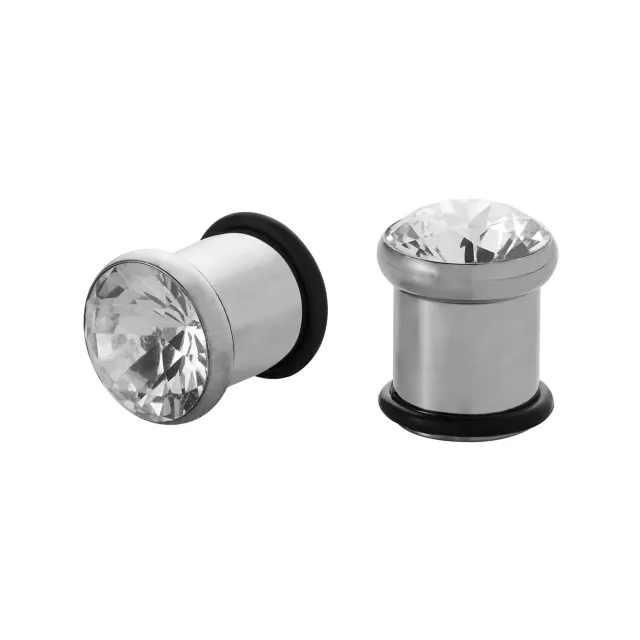 CZ Silvertone Titanium Plugs