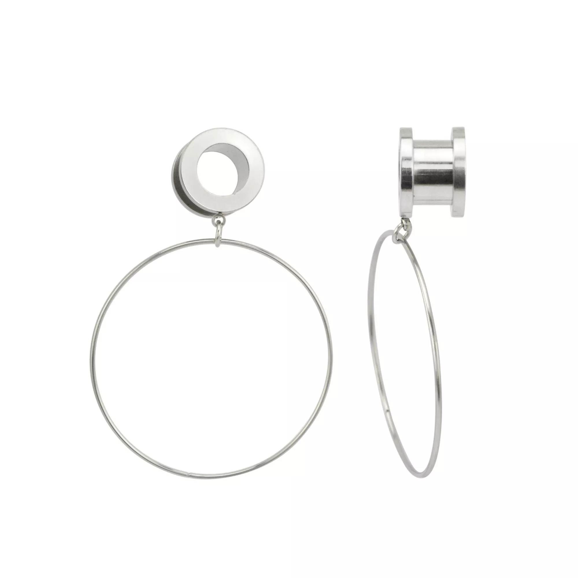 Silvertone Hoop Dangle Screw Fit Tunnels at Spencer's
