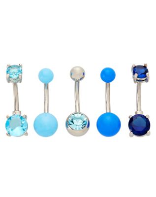 Jewelry, Ombr Blue Belly Button Ring Set