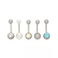 Multi-Pack CZ Blue Clear and Pearl-Effect Belly Rings 5 Pack - 14 Gauge at Spencer's
