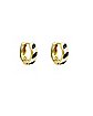 Goldplated Black and White Stripe Huggie Hoop Earrings - 18 Gauge