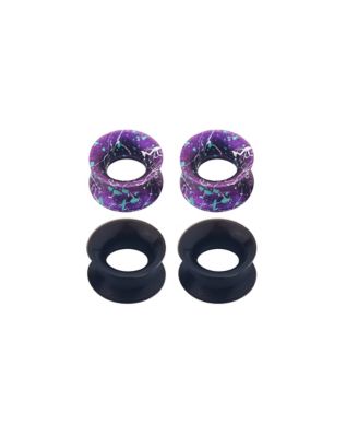 Multi-Pack Purple and Black Silicone Splatter Tunnels - 2 Pair