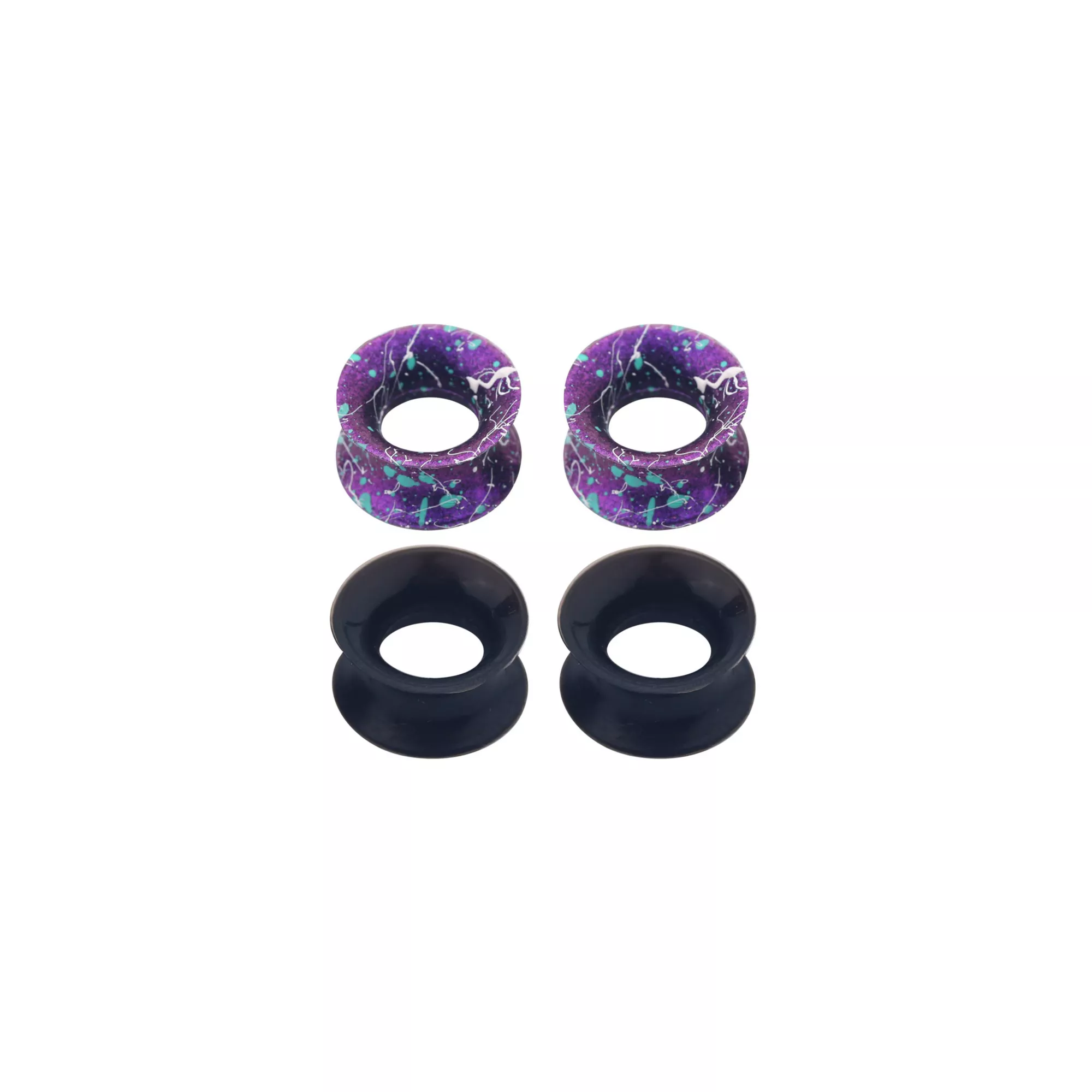 Multi-Pack Purple and Black Silicone Splatter Tunnels - 2 Pair at Spencer's