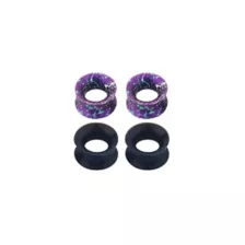 Multi-Pack Purple and Black Silicone Splatter Tunnels - 2 Pair at Spencer's