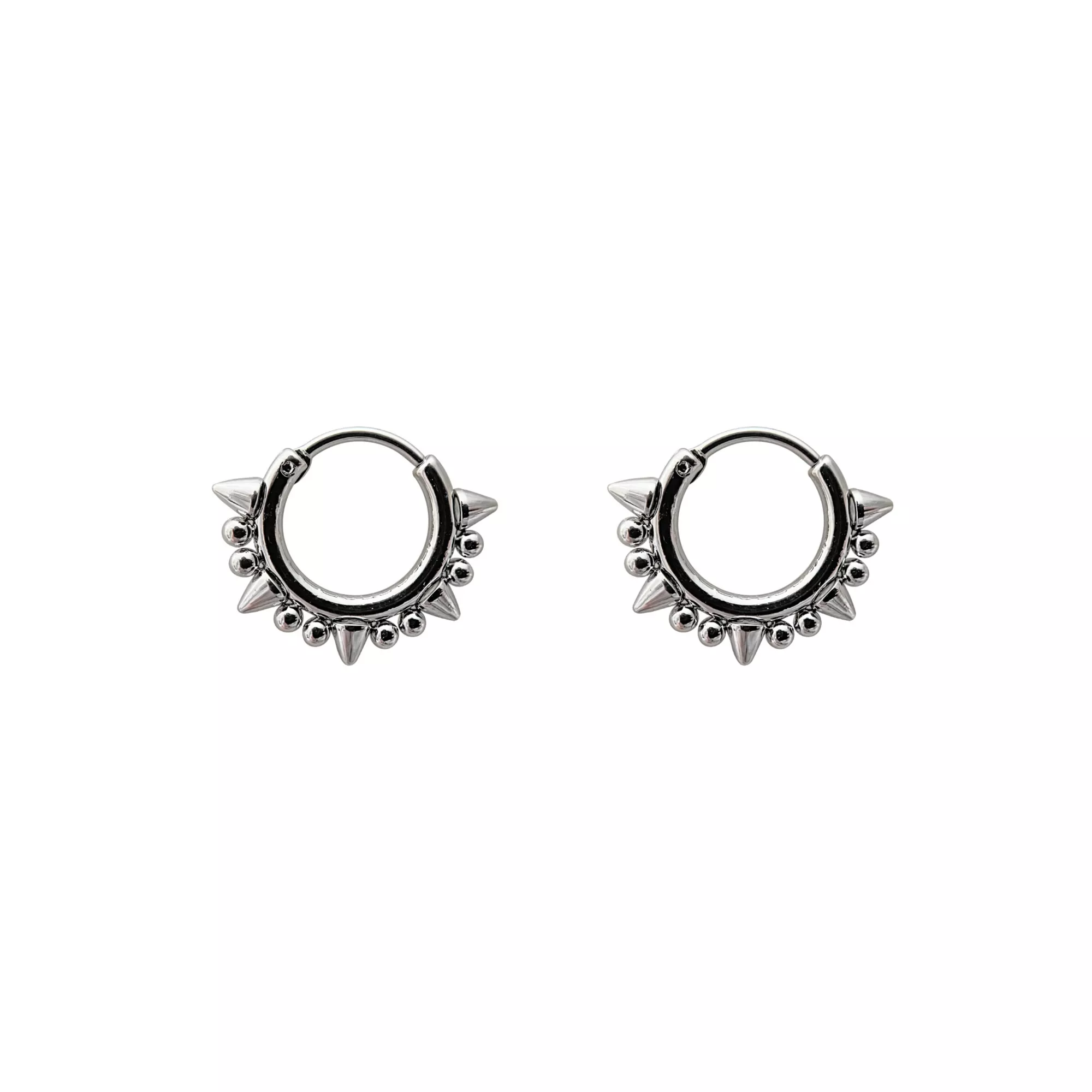 Silvertone Spike Hoop Earrings at Spencer's