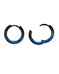 Blue and Black Ombre Huggie Hoop Earrings - 18 Gauge