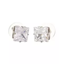 Square CZ Silvertone Stud Earrings at Spencer's