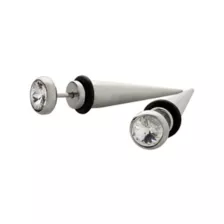 Round CZ Silvertone Fake Tapers - 18 Gauge at Spencer's