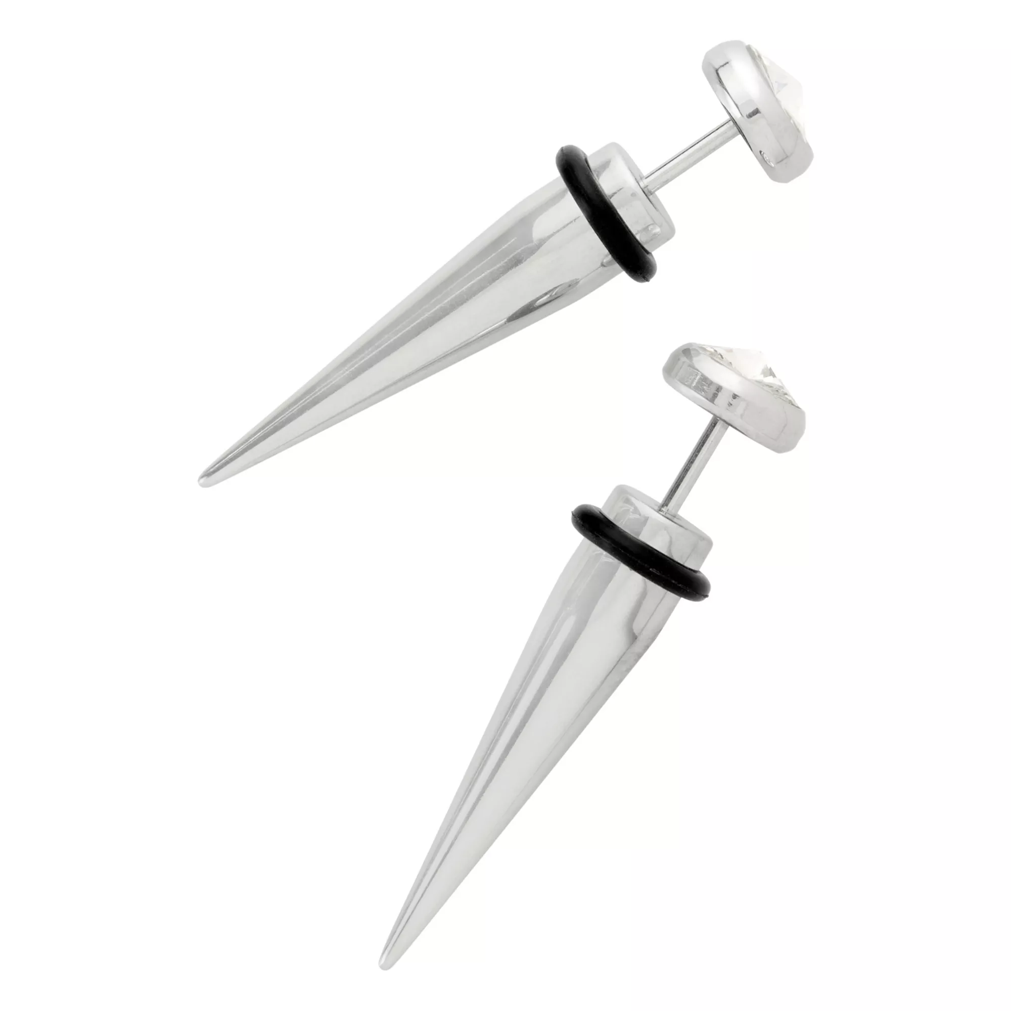 Round CZ Silvertone Fake Tapers - 18 Gauge at Spencer's