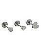 Multi-Pack Star CZ and Heart Labret Lip Rings 3 Pack - 16 Gauge
