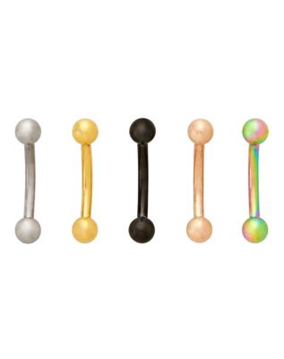 Multi-Pack Multi-Color Titanium Curved Barbells 5 Pack - 16 Gauge