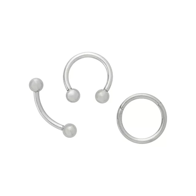 Multi-Pack Curved Barbell Horseshoe Ring and Hinged Hoop 3 Pack - 16 Gauge at Spencer's