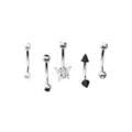 Multi-Pack CZ Black and Butterfly Curved Barbells 5 Pack - 16 Gauge at Spencer's
